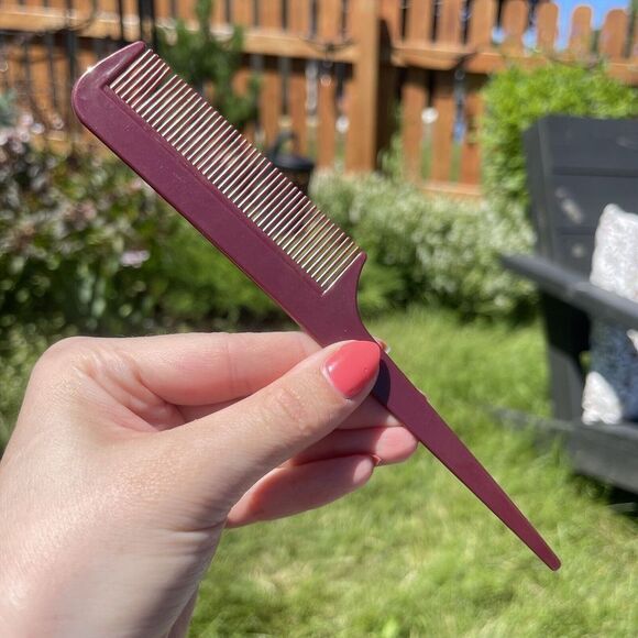 Vintage Ace Unbreakable Plastic 8" Deep Maroon Red Rat tail‎  Comb Retro USA - Picture 2 of 2